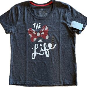 Ladies Disney Gray Tee with Red and White Shinning Bow Size Medium